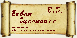 Boban Ducanović vizit kartica